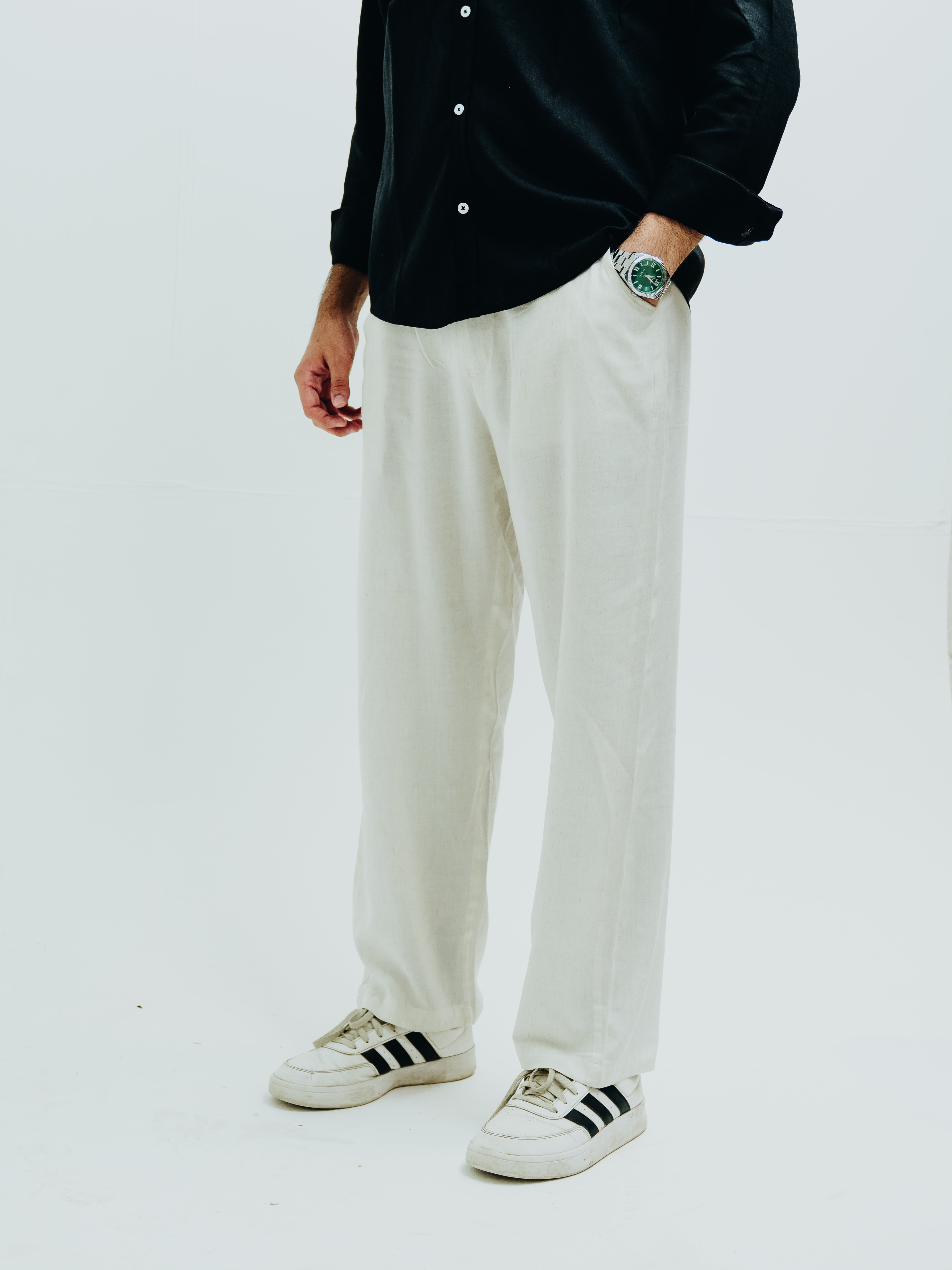 white linen rousers
